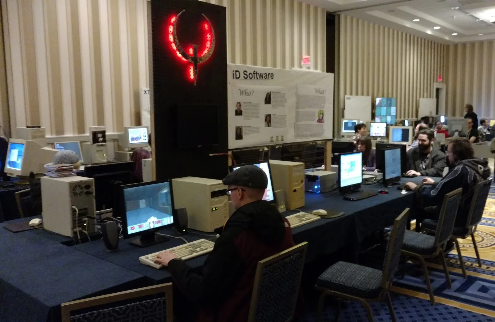 Computer LAN gaming party table at MAGFest 2017