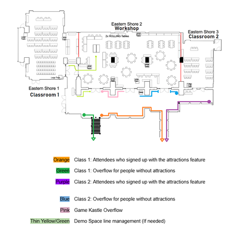 Map of makerspace rooms and line managment